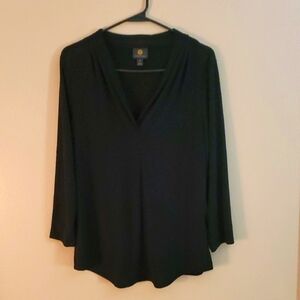 JM Collection Black V-Neck Blouse
